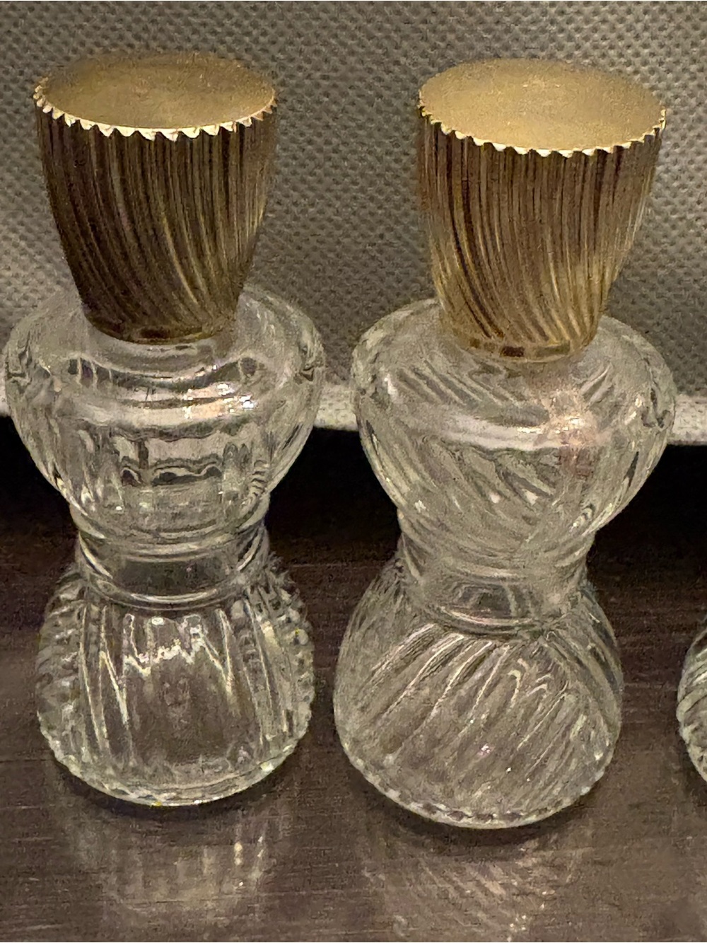 Vintage AVON Clear Glass Vanity Bottles with Gold Caps - Picture 6 of 11